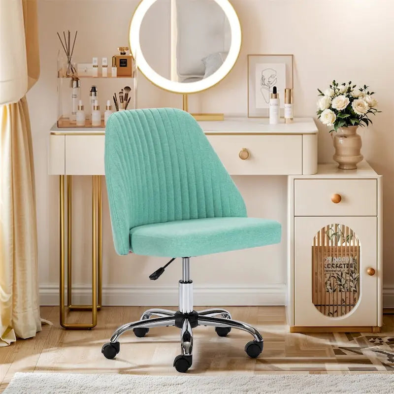 Chaise de bureau pivotante en tissu capitonné "Chic Channel" pour la maison et le maquillage