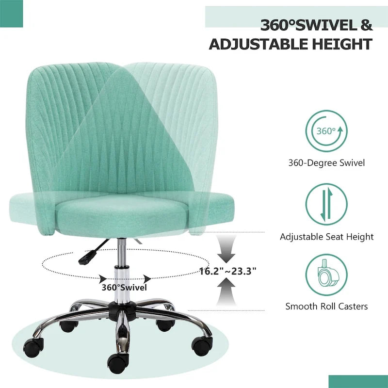 Chaise de bureau pivotante en tissu capitonné "Chic Channel" pour la maison et le maquillage