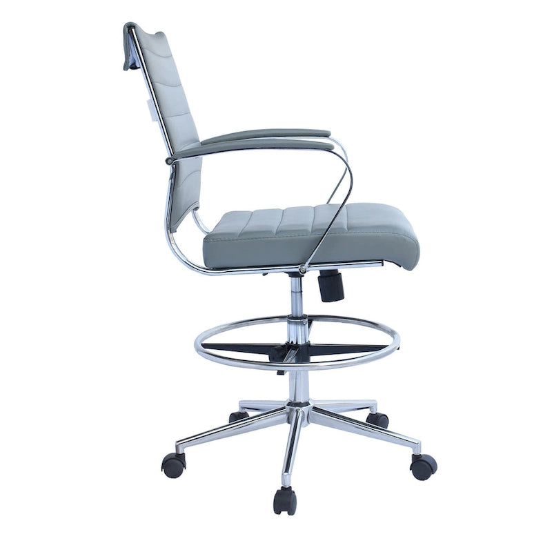 Chaise de bureau avec accoudoirs Tabourets pour comptoir Hauteur de bar Bureau Roues Cuir PU Repose-pieds Inclinaison Pivotant Travail Bureau Debout