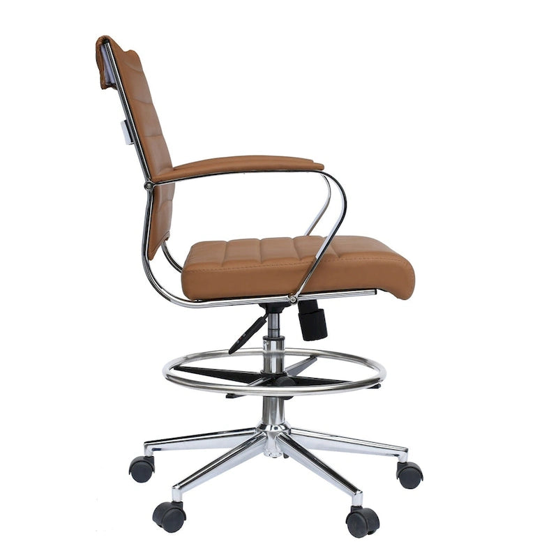 Chaise de bureau avec accoudoirs Tabourets pour comptoir Hauteur de bar Bureau Roues Cuir PU Repose-pieds Inclinaison Pivotant Travail Bureau Debout