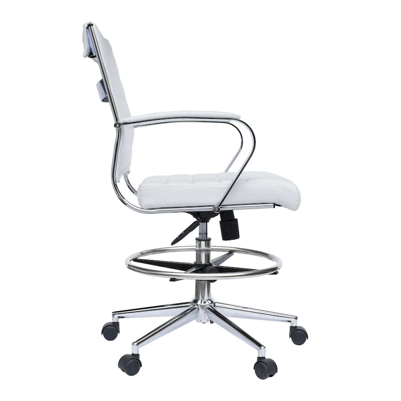 Chaise de bureau avec accoudoirs Tabourets pour comptoir Hauteur de bar Bureau Roues Cuir PU Repose-pieds Inclinaison Pivotant Travail Bureau Debout