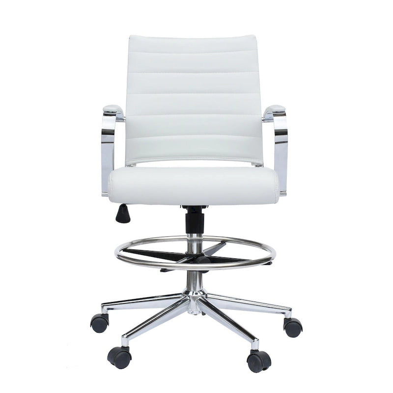 Chaise de bureau avec accoudoirs Tabourets pour comptoir Hauteur de bar Bureau Roues Cuir PU Repose-pieds Inclinaison Pivotant Travail Bureau Debout