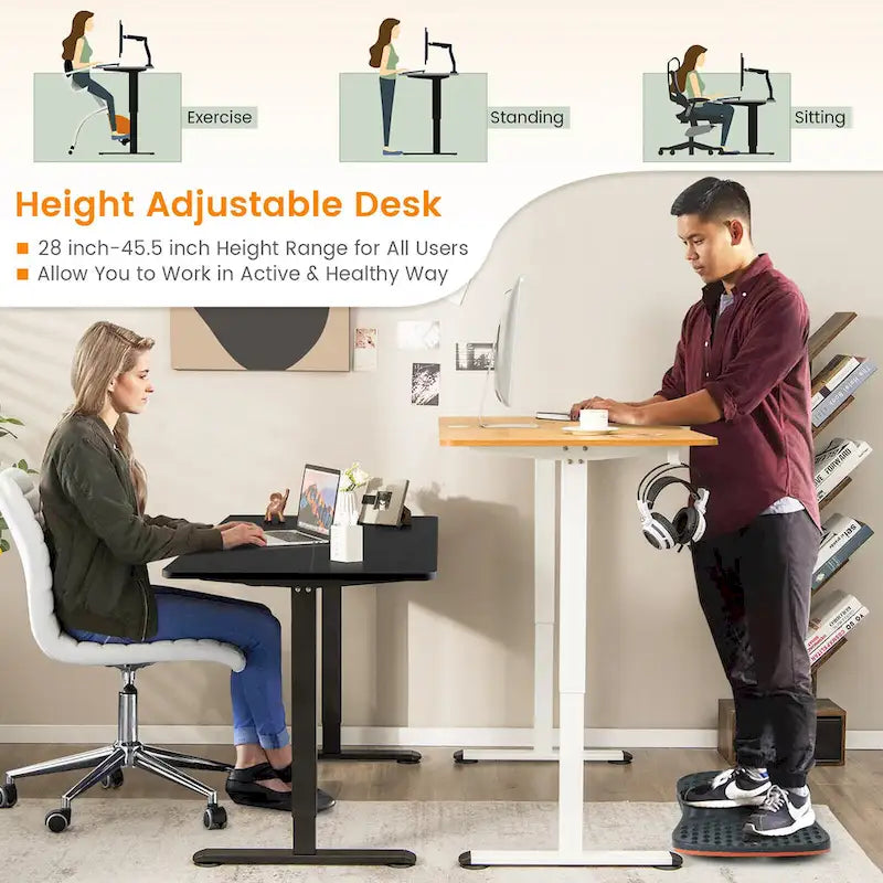 Gymax Bureau Debout Électrique Réglable Hauteur Bureau d'Ordinateur