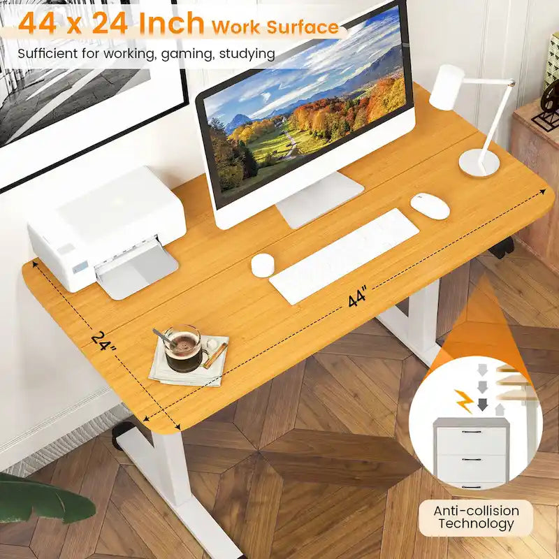 Gymax Bureau Debout Électrique Réglable Hauteur Bureau d'Ordinateur