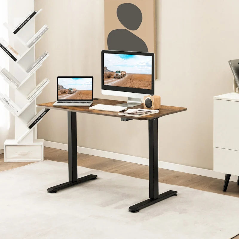 Gymax Bureau Debout Électrique Réglable Hauteur Bureau d'Ordinateur