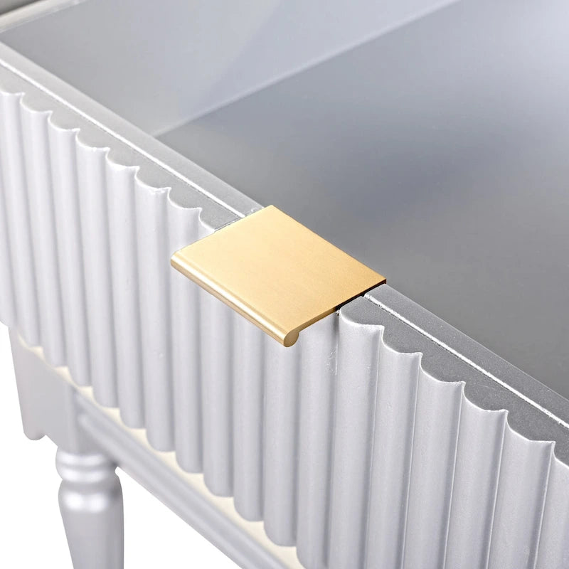 Coiffeuse de luxe avec miroir rond, réglable en hauteur, ensemble de coiffeuse élégant, 4 tiroirs et tabouret
