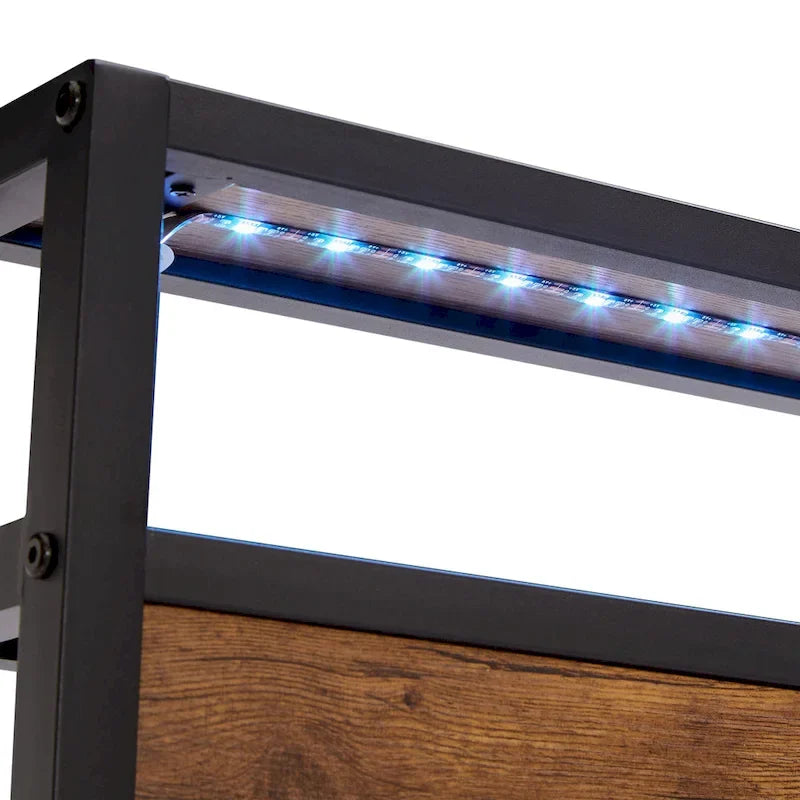 Lit plateforme moderne King Size en métal avec tête de lit en bois et lumières LED pour chambre à coucher