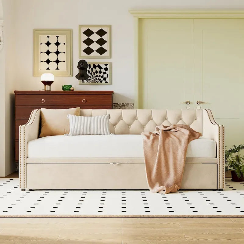 Lit de repos moderne pour une personne avec lit gigogne relevable