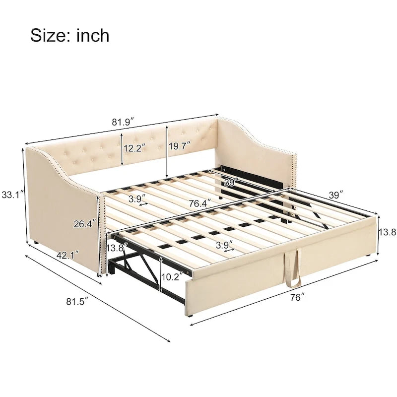 Lit de repos moderne pour une personne avec lit gigogne relevable