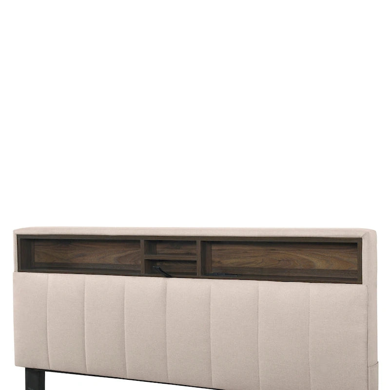 Lit plateforme rembourré avec tête de lit de rangement, gigogne double XL et 2 tiroirs