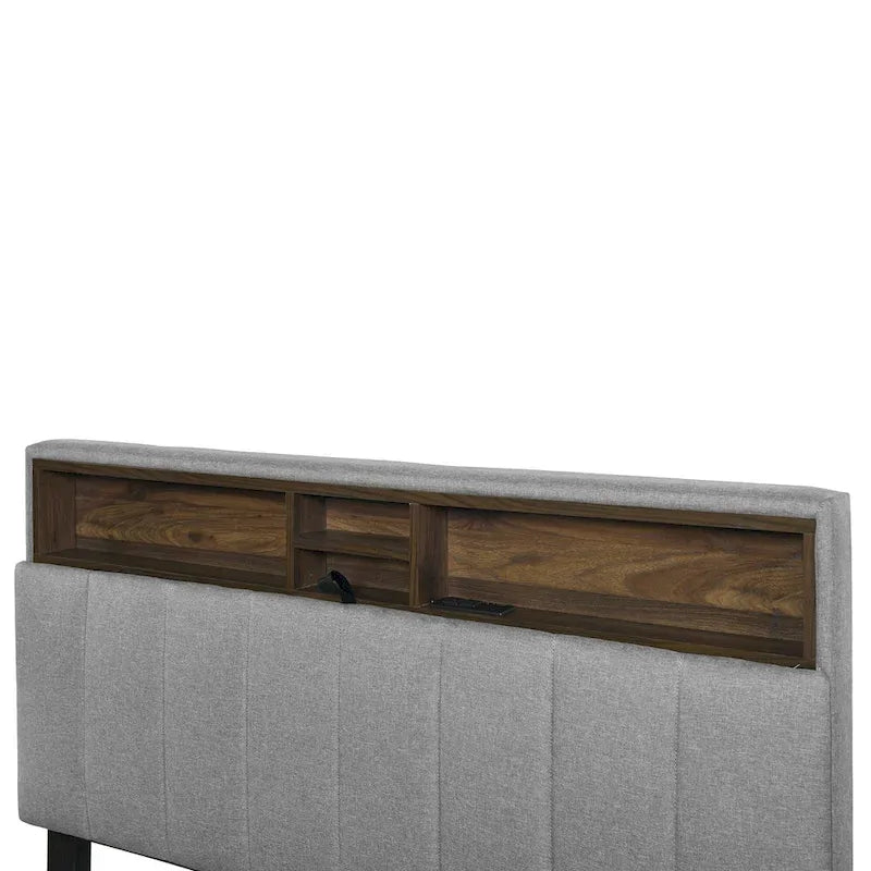 Lit plateforme rembourré avec tête de lit de rangement, gigogne double XL et 2 tiroirs