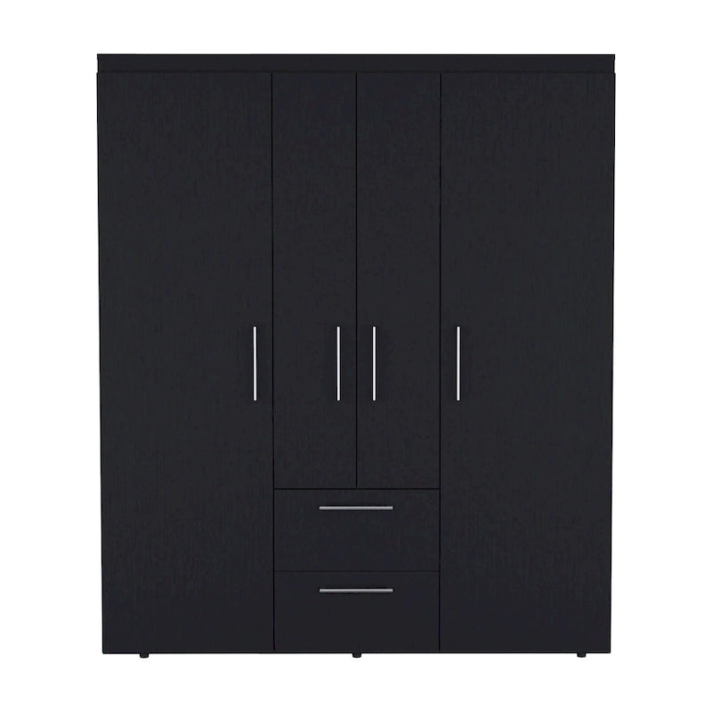 19.8 Armoire quatre portes moderne avec options de rangement multiples et accents métalliques
