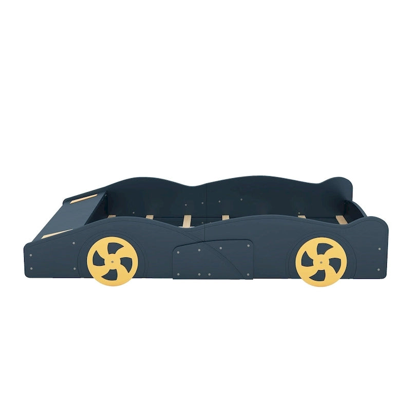 Lit voiture de course en pin avec roues et rangement