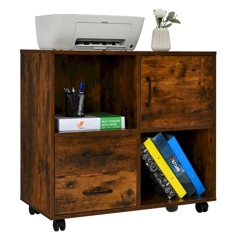 Meuble de rangement Costway mobile avec étagères de rangement pour imprimante