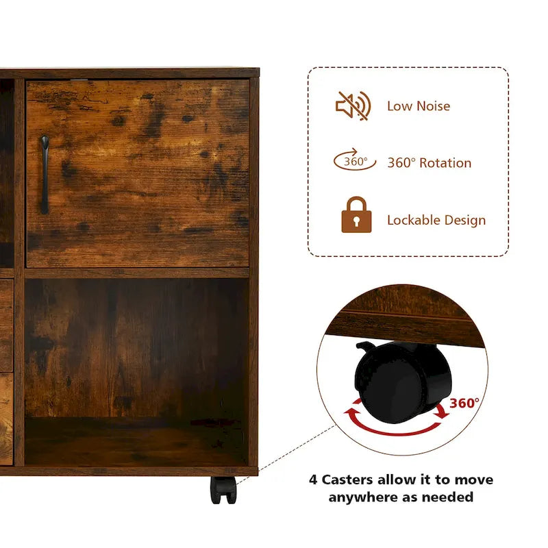 Meuble de rangement Costway mobile avec étagères de rangement pour imprimante