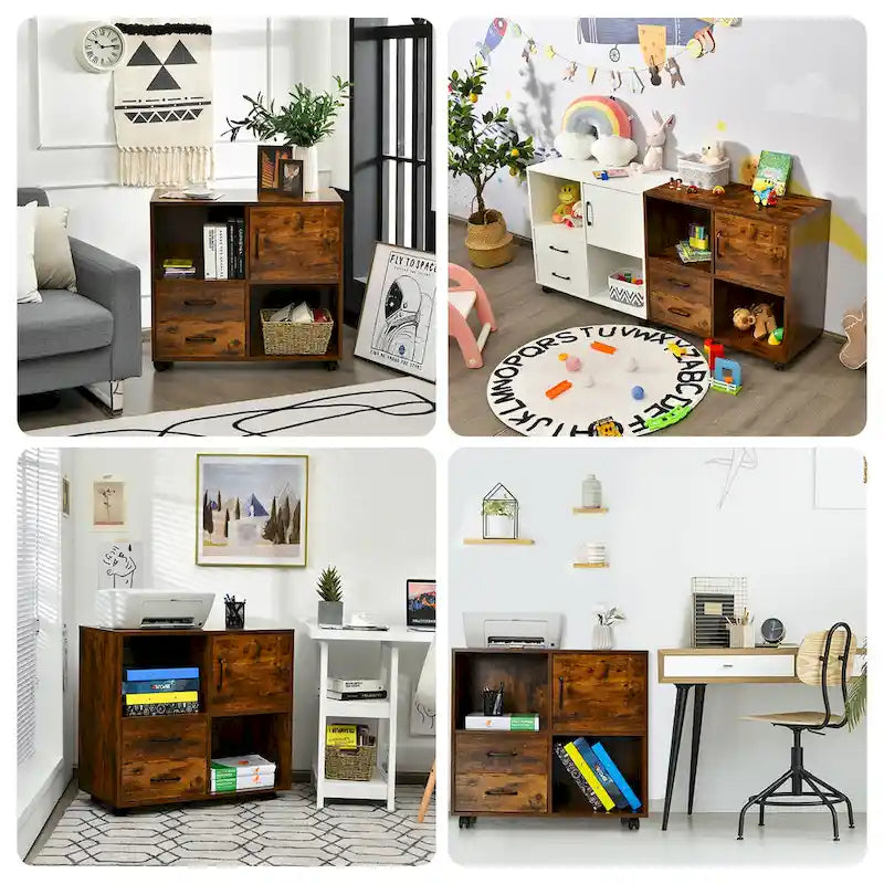 Meuble de rangement Costway mobile avec étagères de rangement pour imprimante