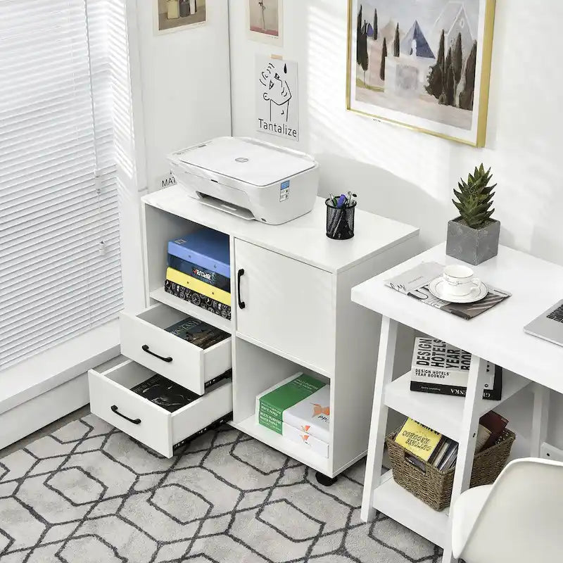 Meuble de rangement Costway mobile avec étagères de rangement pour imprimante
