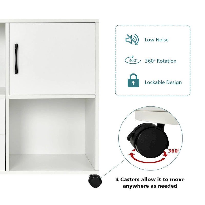 Meuble de rangement Costway mobile avec étagères de rangement pour imprimante