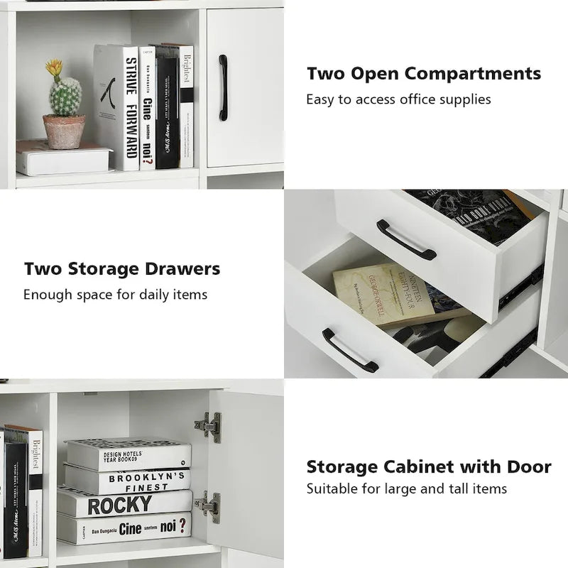 Meuble de rangement Costway mobile avec étagères de rangement pour imprimante