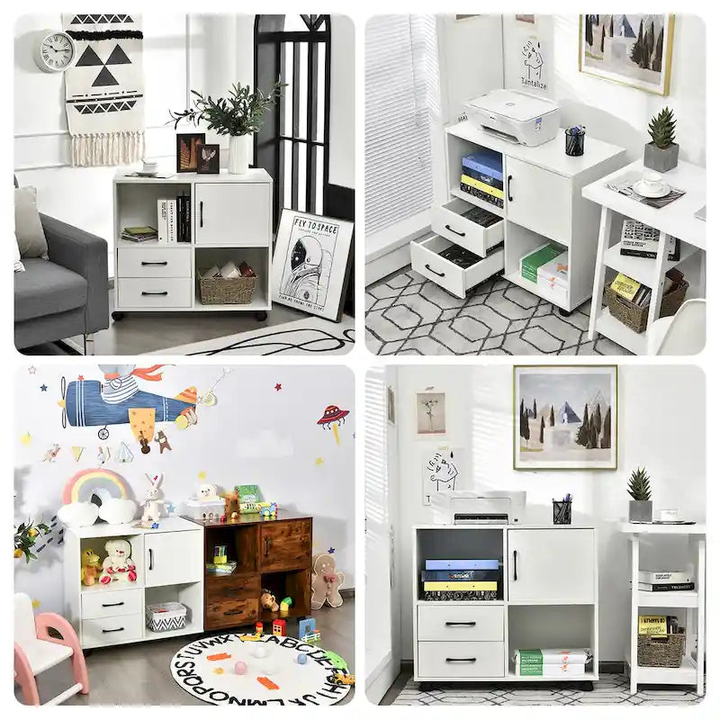 Meuble de rangement Costway mobile avec étagères de rangement pour imprimante