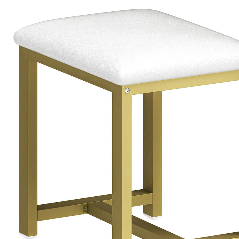Ensemble de bureau de manucure en L Moasis 5 tiroirs avec tabouret rembourré et lumière DEL