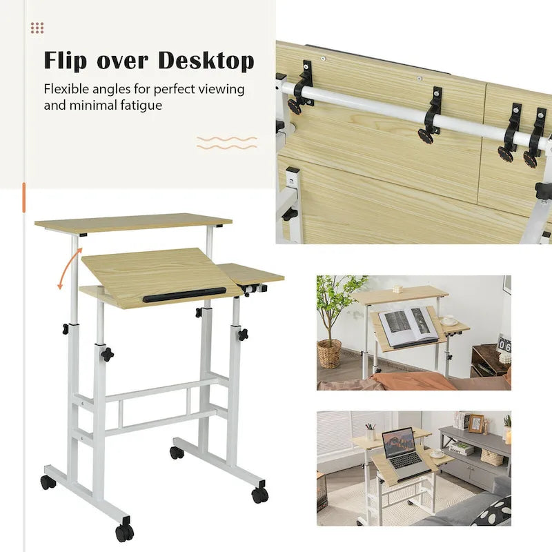 Gymax Bureau informatique mobile réglable inclinable