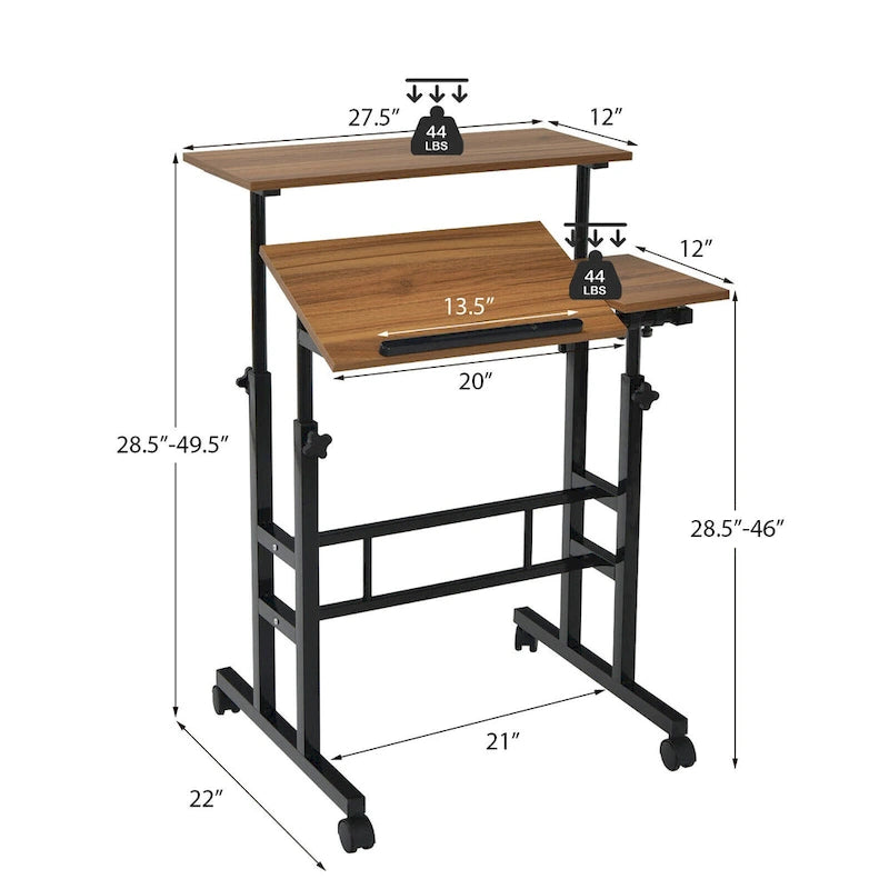 Gymax Bureau informatique mobile réglable inclinable