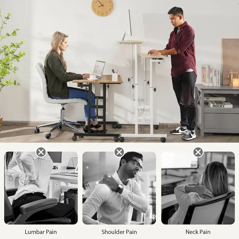 Gymax Bureau informatique mobile réglable inclinable