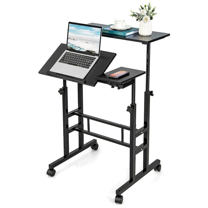 Gymax Bureau informatique mobile réglable inclinable
