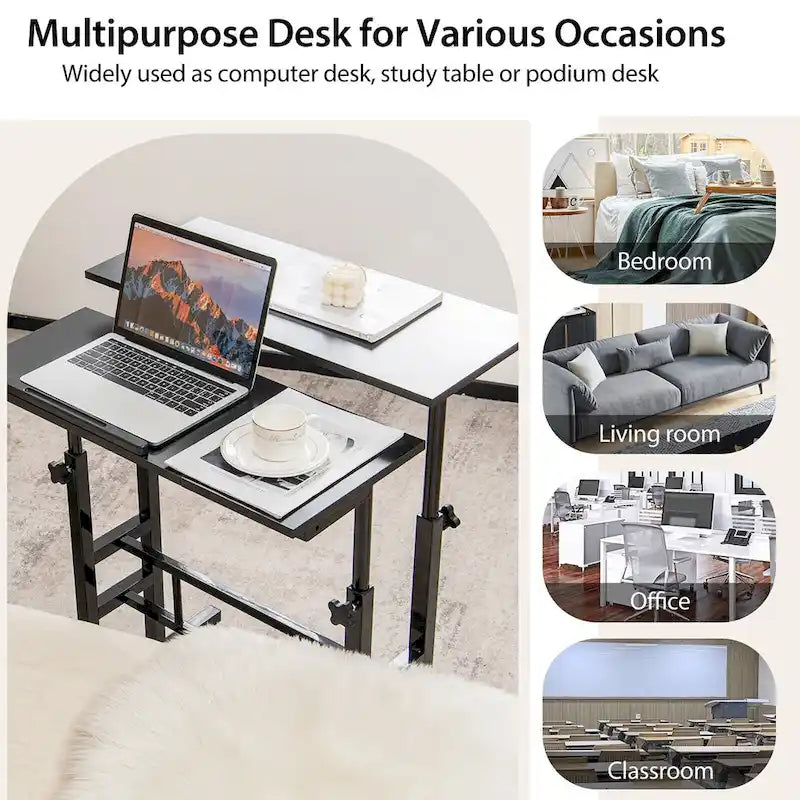 Gymax Bureau informatique mobile réglable inclinable