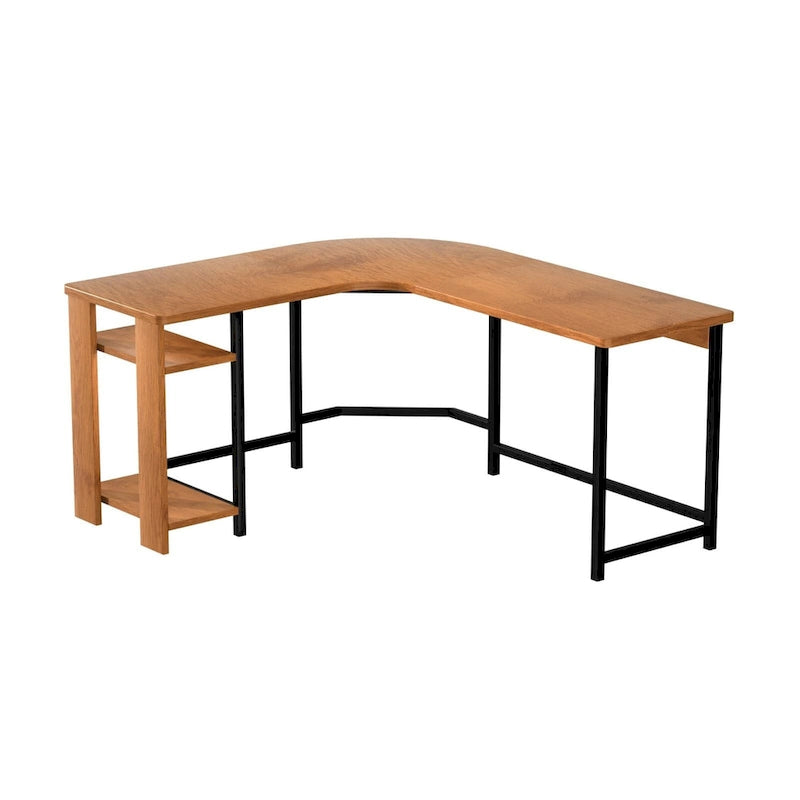 Bureau de jeu moderne en L avec cadre en bois et noir pour bureau à domicile