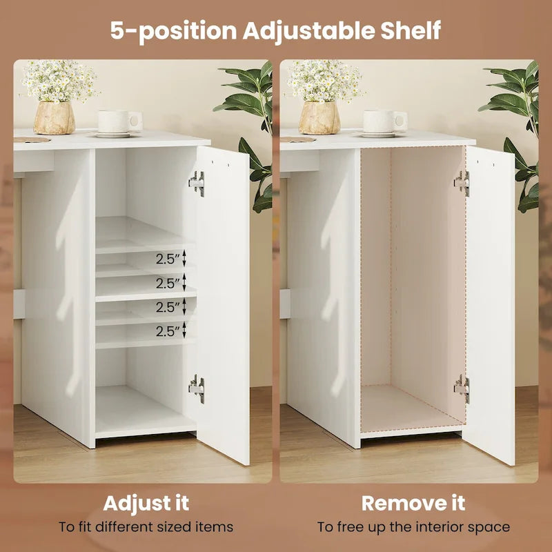 Bureau à Domicile 135 cm avec Ports USB, Prises et Tiroirs de Rangement