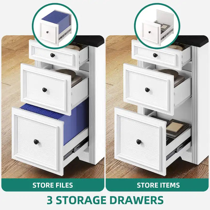 Bureau d'angle avec rangement et tiroirs Moasis Farmhouse pour ordinateur