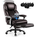 Chaise de bureau BOSSIN Lift-Headrest pour personnes de grande taille 500 lb - Cuir robuste avec repose-pieds rétractable et support lombaire