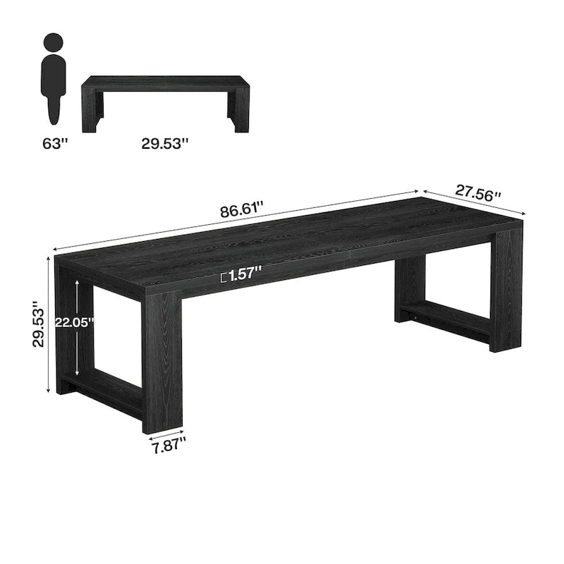 Bureau pour 2 personnes, bureau extra long de 218 cm, poste de travail double avec bureau d'ordinateur