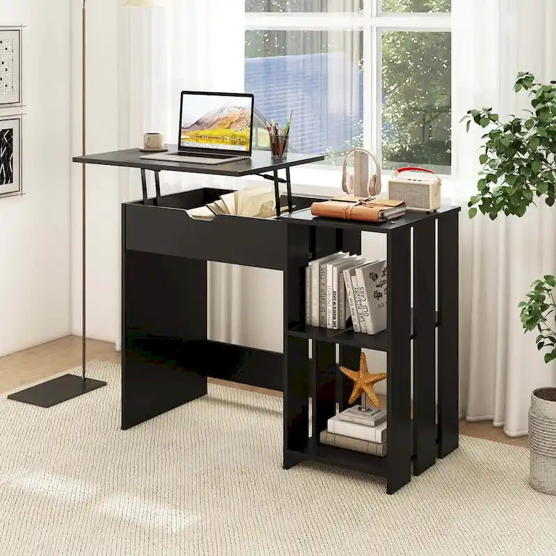 Bureau d'ordinateur à plateau relevable Costway, bureau debout avec compartiments cachés – Voir détails