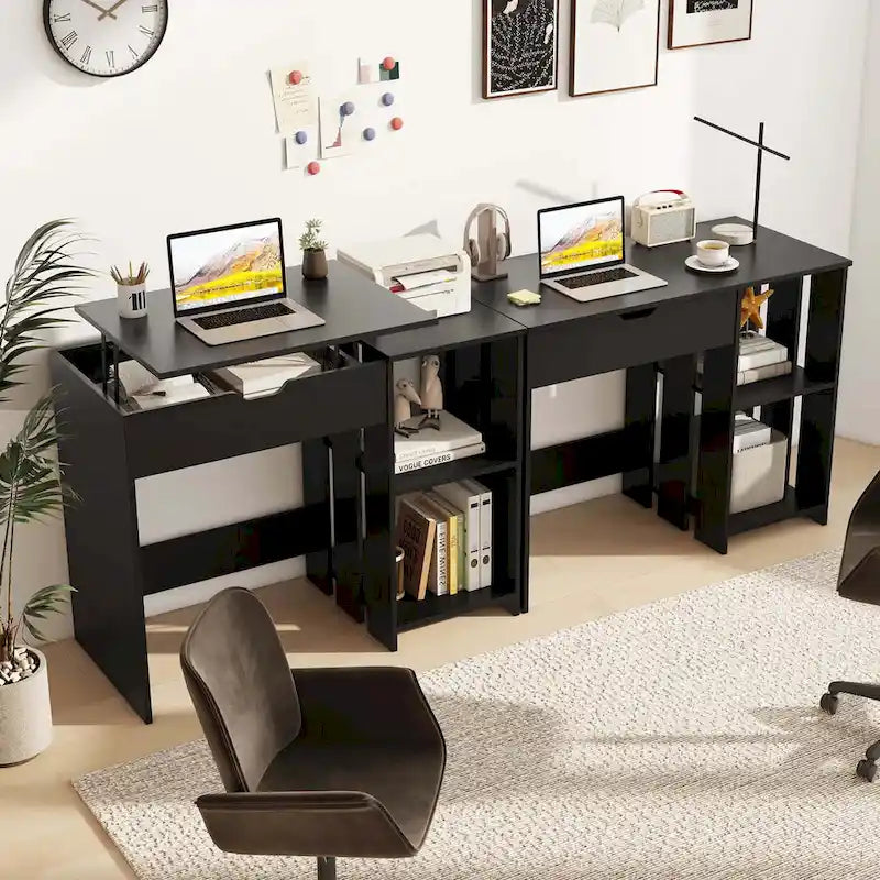 Bureau d'ordinateur à plateau relevable Costway, bureau debout avec compartiments cachés – Voir détails