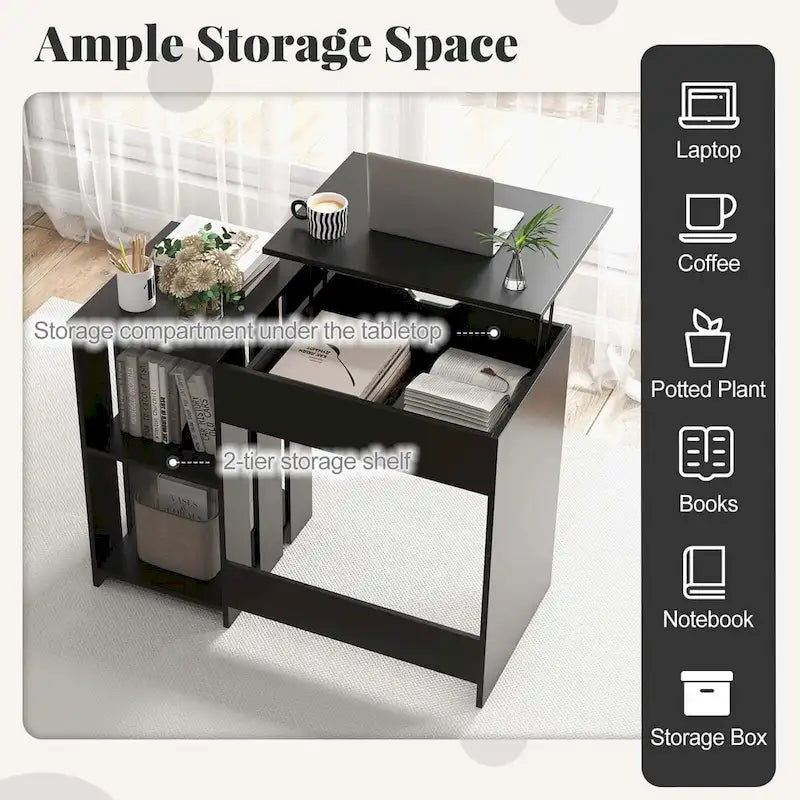 Bureau d'ordinateur à plateau relevable Costway, bureau debout avec compartiments cachés – Voir détails
