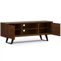 Mitchell TV Stand: Sturdy Metal Legs, Media Storage, Cord Management - WyndenHall