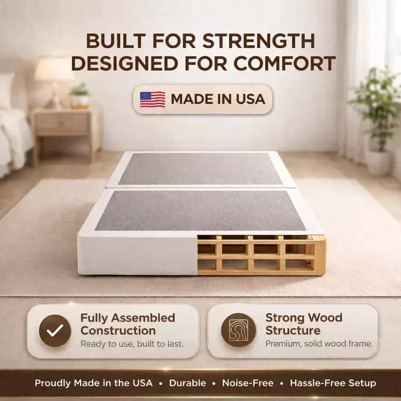 Sommier/support traditionnel à profil bas en bois, entièrement assemblé, de 10 cm pour matelas