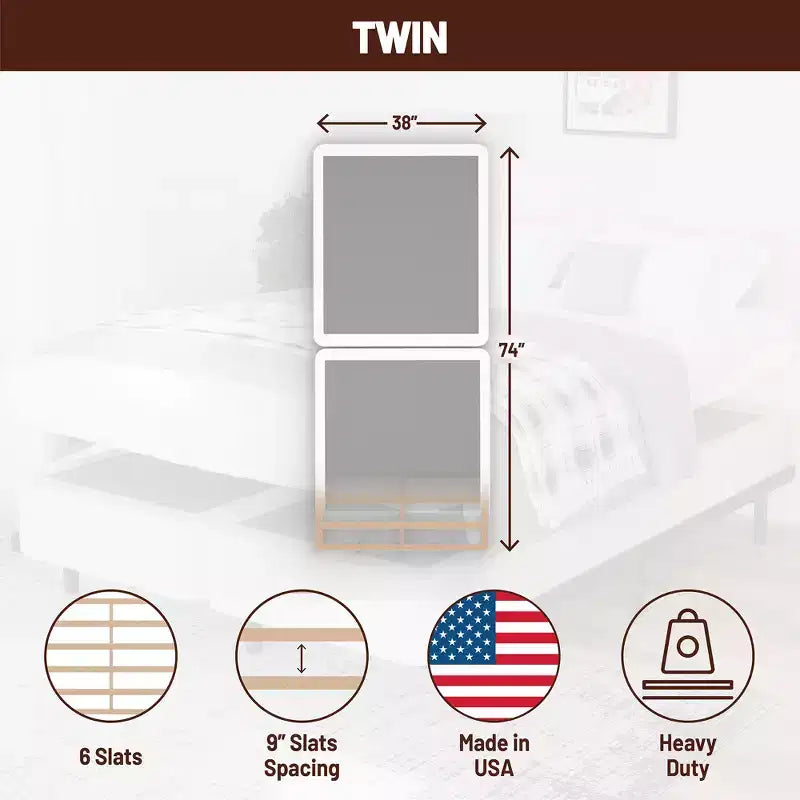 Sommier/support traditionnel à profil bas en bois, entièrement assemblé, de 10 cm pour matelas