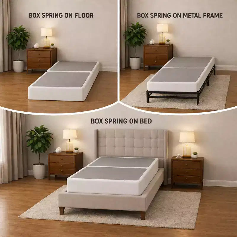 Sommier/support traditionnel à profil bas en bois, entièrement assemblé, de 10 cm pour matelas