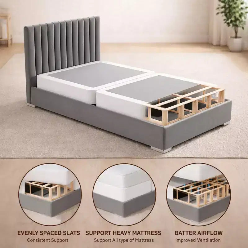 Sommier/support traditionnel à profil bas en bois, entièrement assemblé, de 10 cm pour matelas