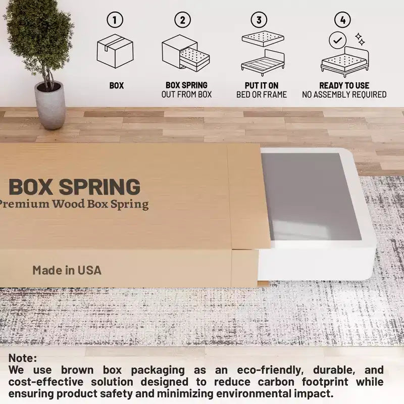 Sommier/support traditionnel à profil bas en bois, entièrement assemblé, de 10 cm pour matelas