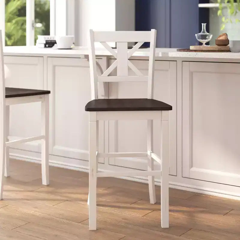 Tabouret de bar à hauteur de comptoir Gwendolyn de qualité commerciale en bois massif style ferme moderne