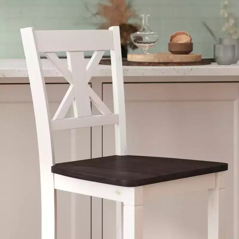 Tabouret de bar à hauteur de comptoir Gwendolyn de qualité commerciale en bois massif style ferme moderne