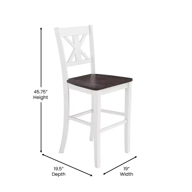 Tabouret de bar à hauteur de comptoir Gwendolyn de qualité commerciale en bois massif style ferme moderne