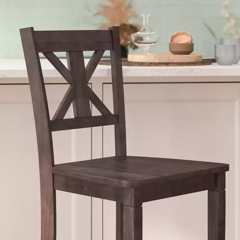 Tabouret de bar à hauteur de comptoir Gwendolyn de qualité commerciale en bois massif style ferme moderne