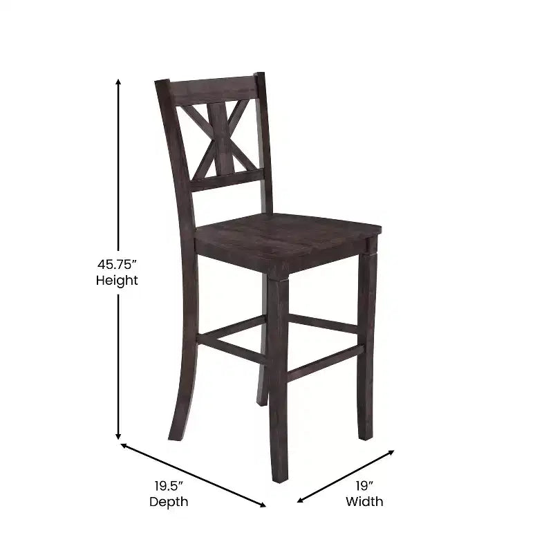 Tabouret de bar à hauteur de comptoir Gwendolyn de qualité commerciale en bois massif style ferme moderne