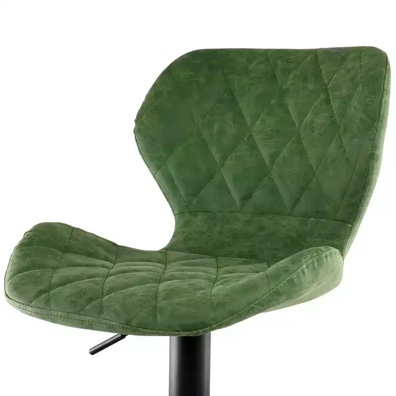 Tabouret de bar vintage réglable en similicuir vert avec piètement noir